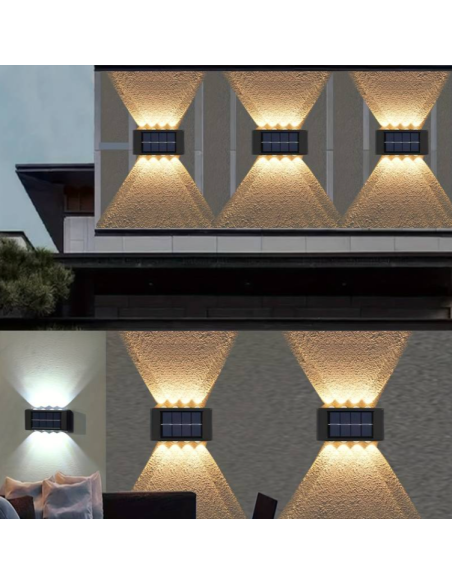 2pz. luci solare impermeabile da parete da esterno