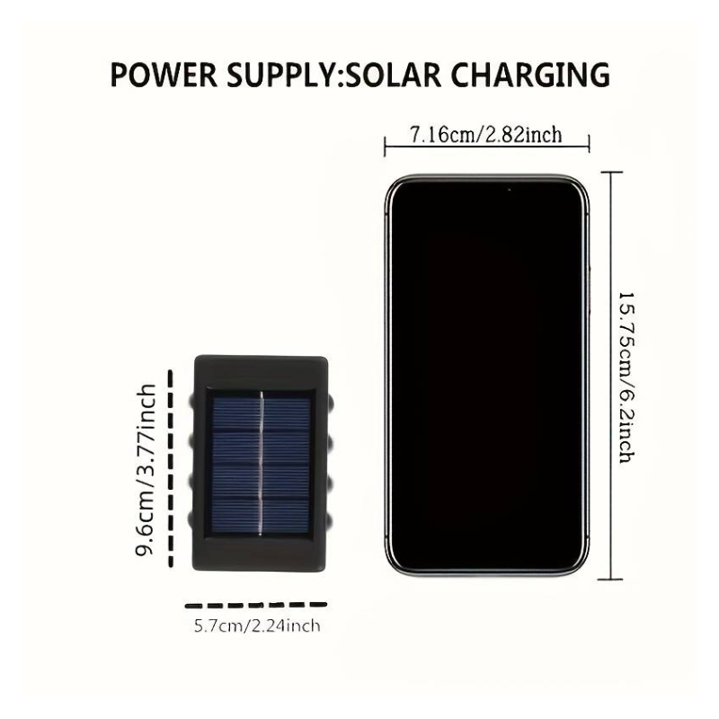 2pz. luci solare impermeabile da parete da esterno