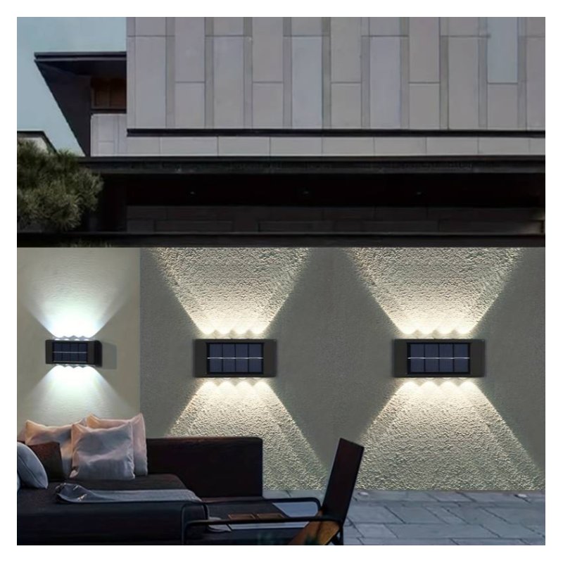 2pz. luci solare impermeabile da parete da esterno