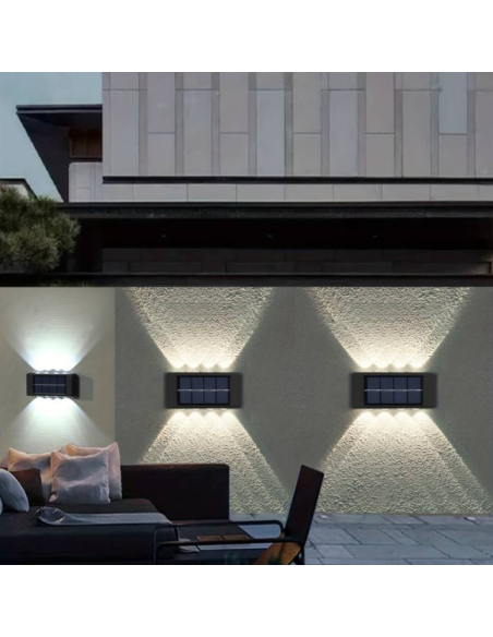 2pz. luci solare impermeabile da parete da esterno