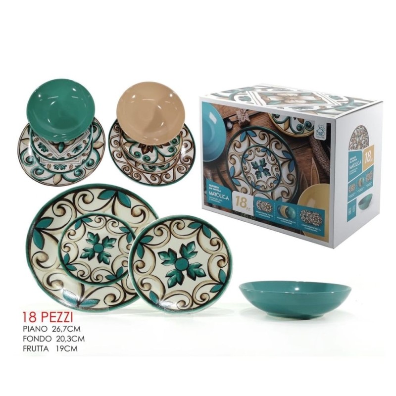 Maiolica Servizio Piatti Porcellana 18pz