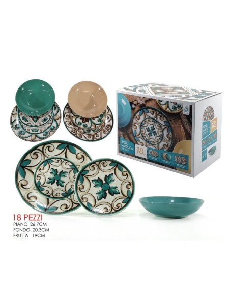 Maiolica Servizio Piatti Porcellana 18pz