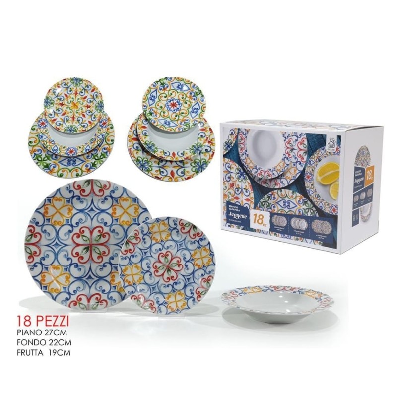 Maiolica Servizio Piatti Porcellana 18pz cucina