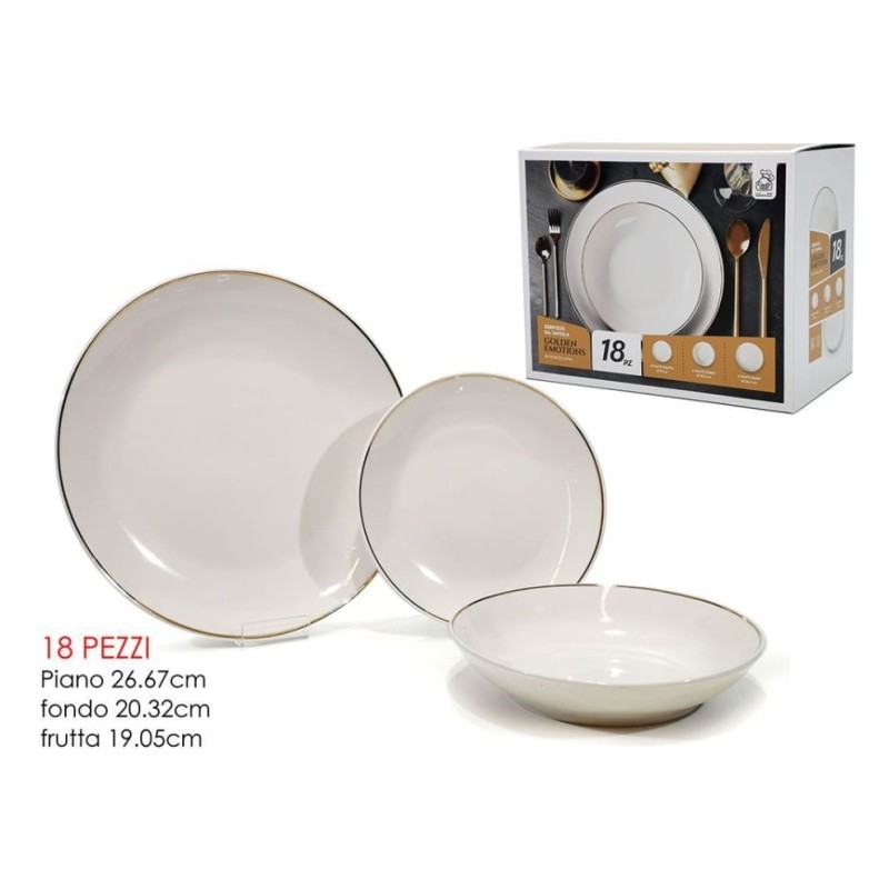 Servizio Piatti Porcellana 18pz Gold bordo