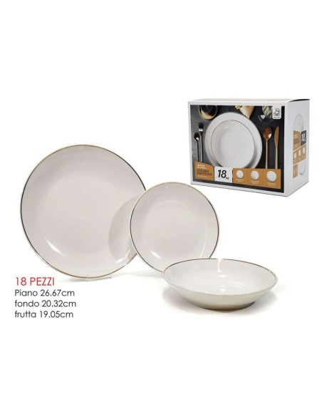 Servizio Piatti Porcellana 18pz Gold bordo