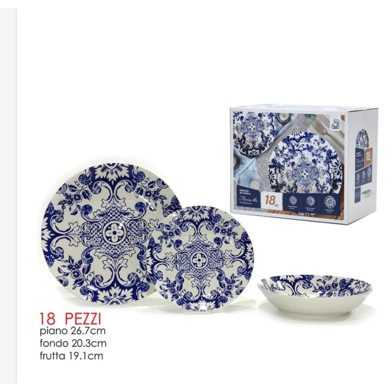 Servizio Piatti 18pz Fiorica blue