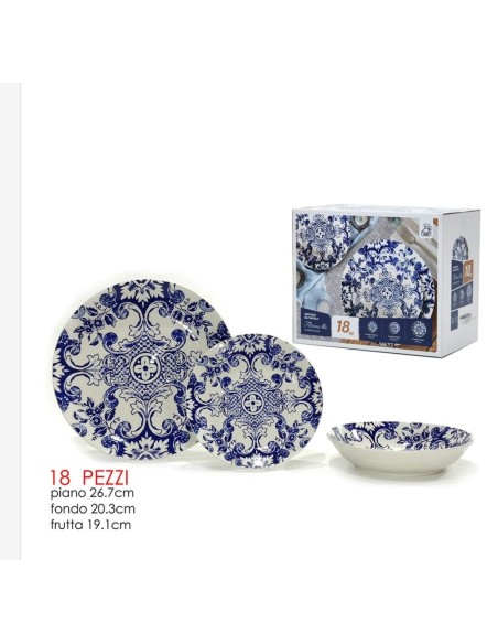 Servizio Piatti 18pz Fiorica blue