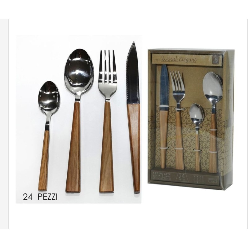 Set Posate Wood elegant 24pz