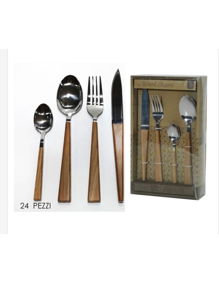 Set Posate Wood elegant 24pz