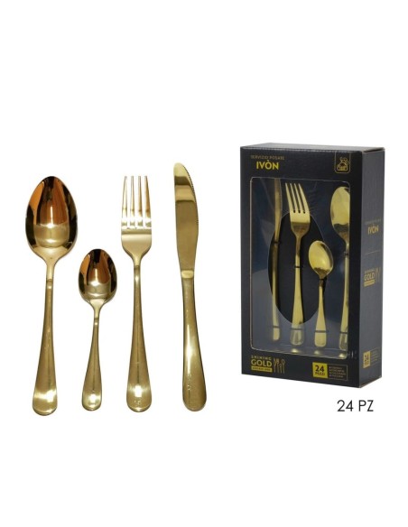 Set Posate Oro lucido 24pz