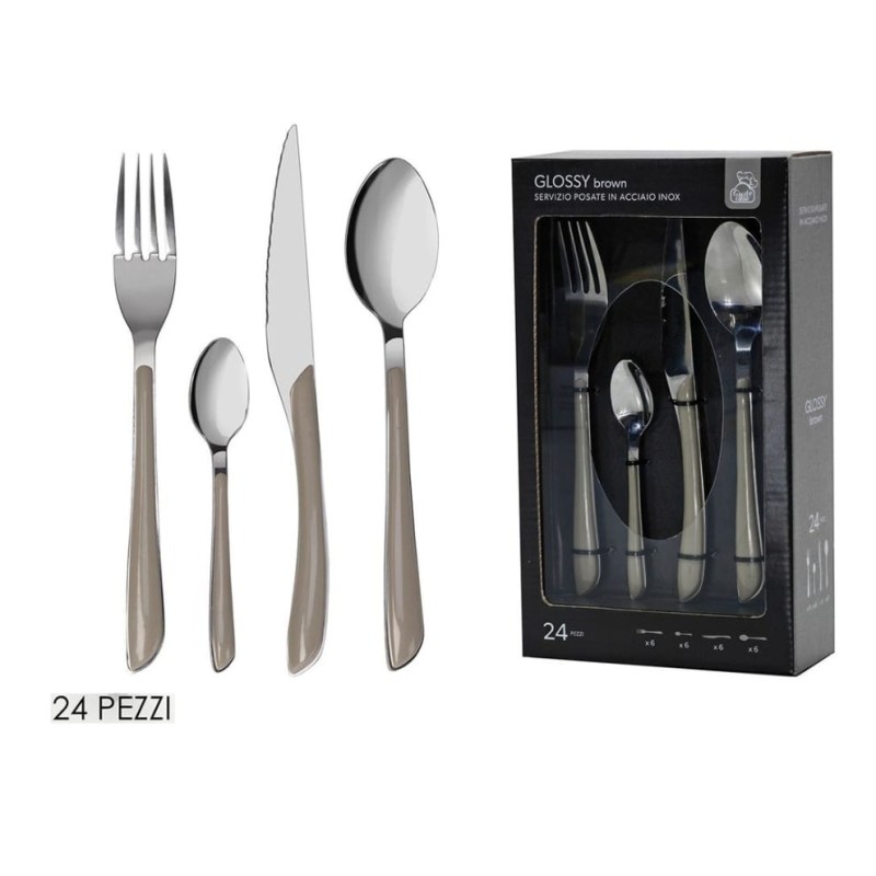 Set Posate Glossy Nocciola 24pz