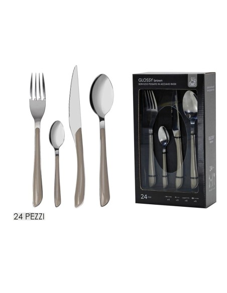 Set Posate Glossy Nocciola 24pz