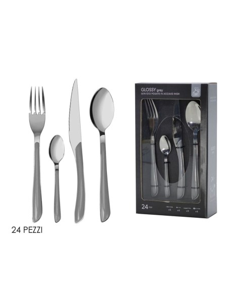 Set Posate Glossy Grigio 24pz