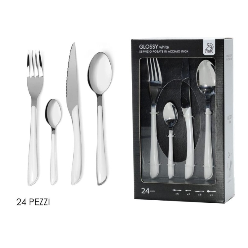 Set Posate Glossy Bianco 24pz