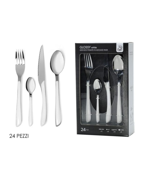 Set Posate Glossy Bianco 24pz