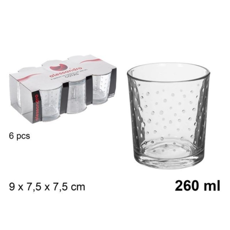 6 bicchieri acqua 260ml vetro