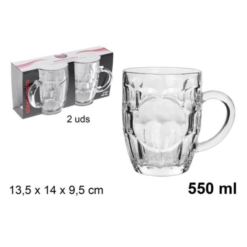 Set 2pz bicchieri birra vetro 550ml