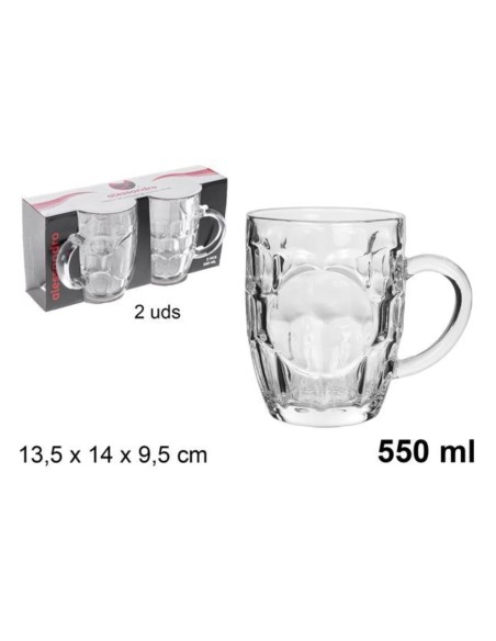 Set 2pz bicchieri birra vetro 550ml