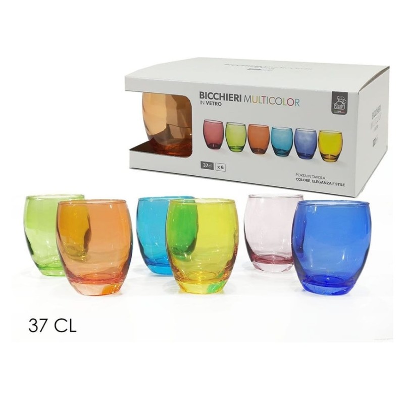 set 6pz bicchieri in vetro multicolore