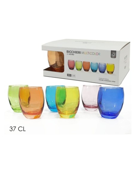 set 6pz bicchieri in vetro multicolore
