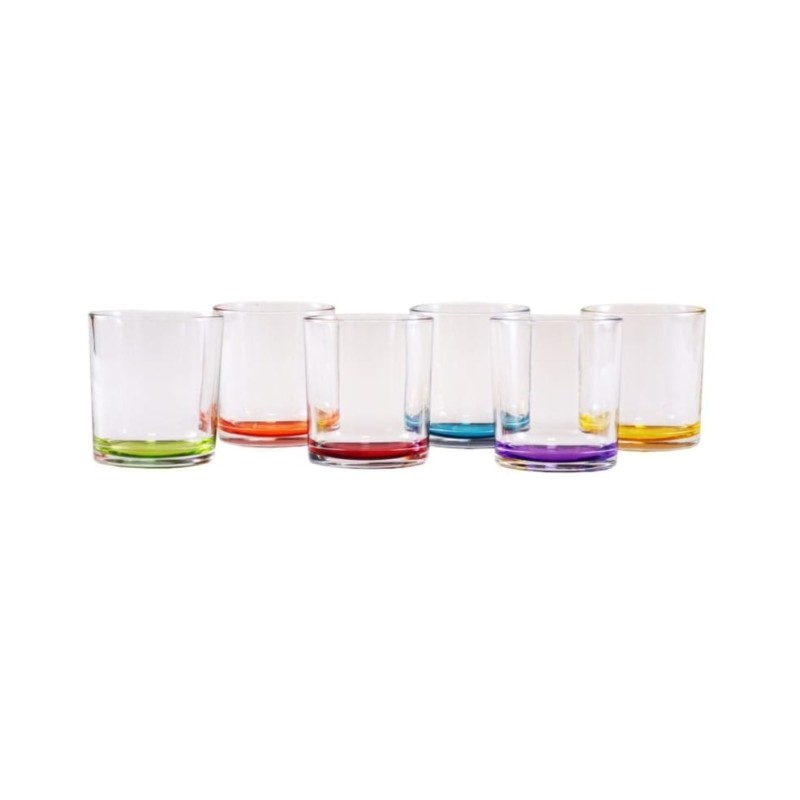 bicchieri in vetro con base colorata