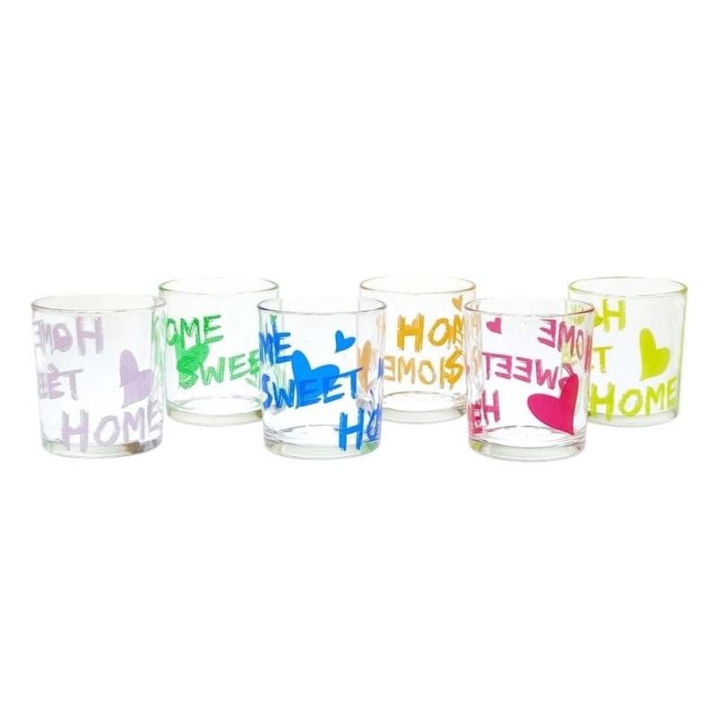 bicchieri in vetro home colorati 6pz