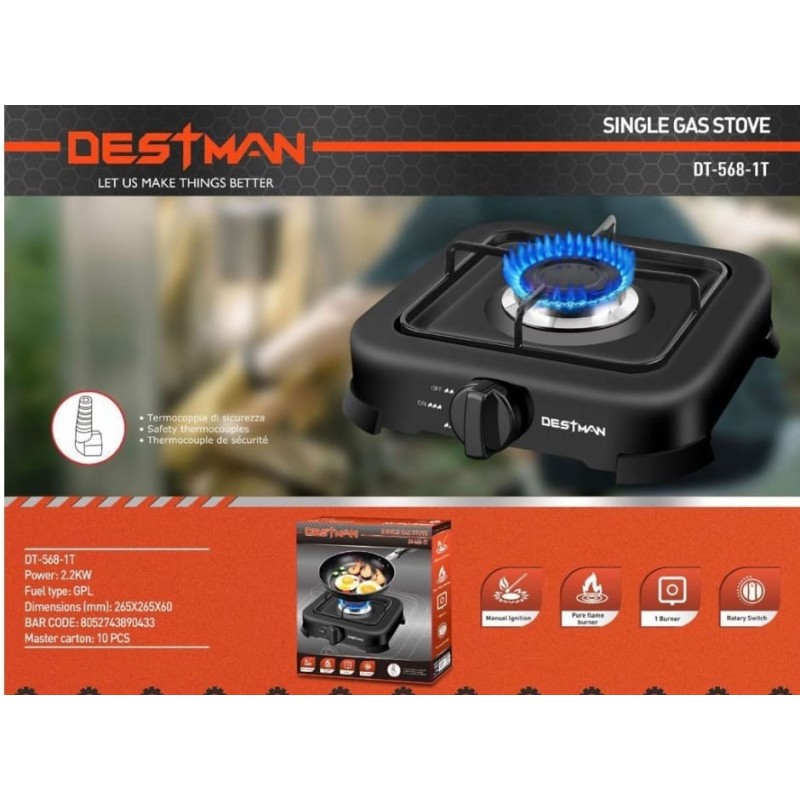 Fornello a gas singolo destman dt-568-1T