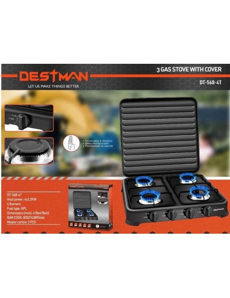 Fornello a gas quattro fuochi destman dt-568-4T