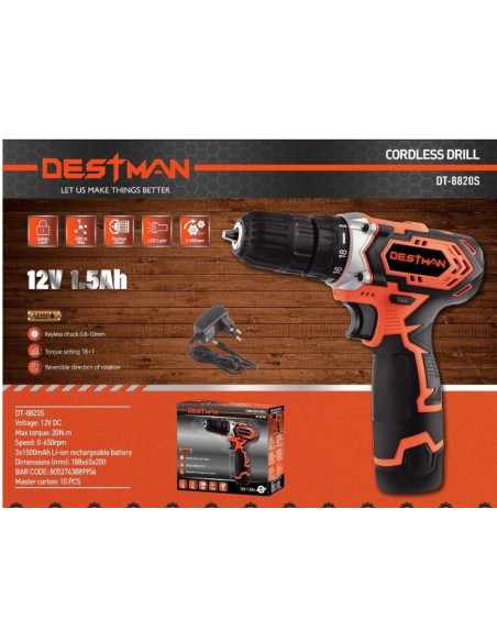 Trapano avvitatore a batteria 12V destman dt-8820S