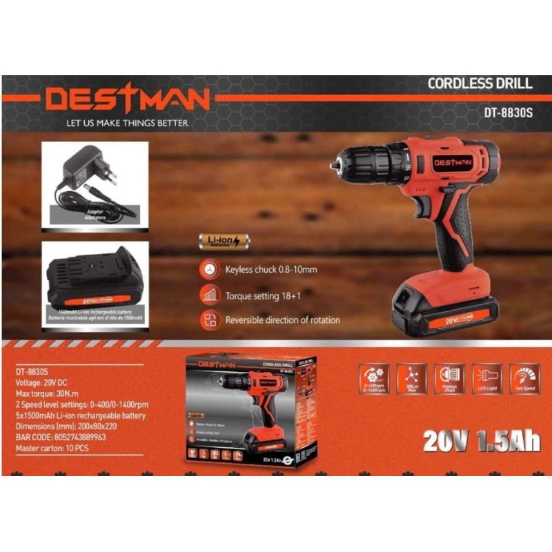 Trapano elettrico a batteria 20V destman hm-8830S