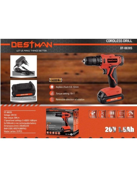 Trapano elettrico a batteria 20V destman hm-8830S
