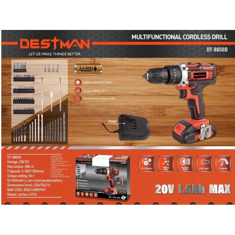 Trapano avvitatore a batteria 20V destman dt-8850D