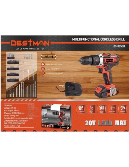 Trapano avvitatore a batteria 20V destman dt-8850D