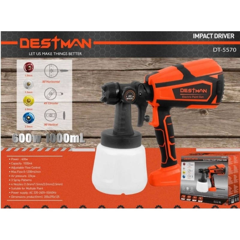 Pistola spray con filo destman dt-5570 1000ml 600W