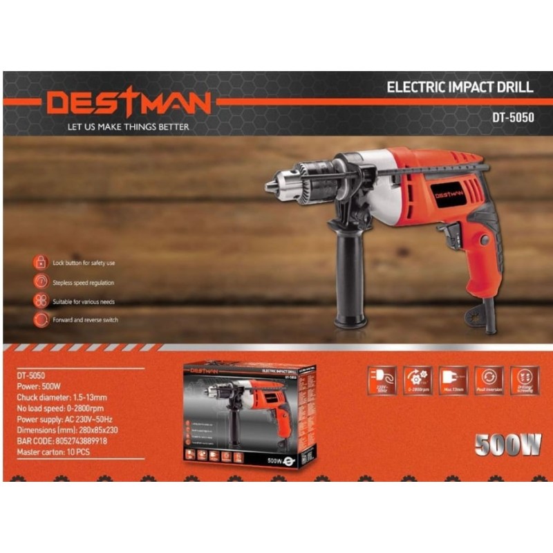 Trapano a percussione elettrico 500W destman...