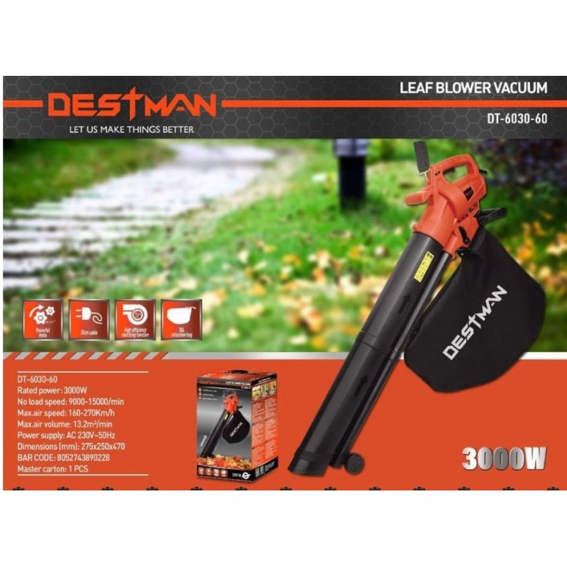 Aspirafoglie elettrica 3000W destman dt-6030-60