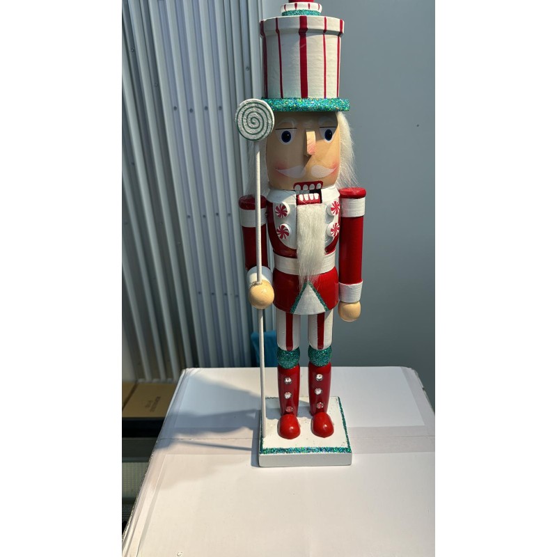 Schiaccianoci di Natale in Legno 50cm bianco rosso