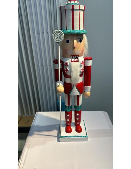 Schiaccianoci di Natale in Legno 50cm bianco rosso