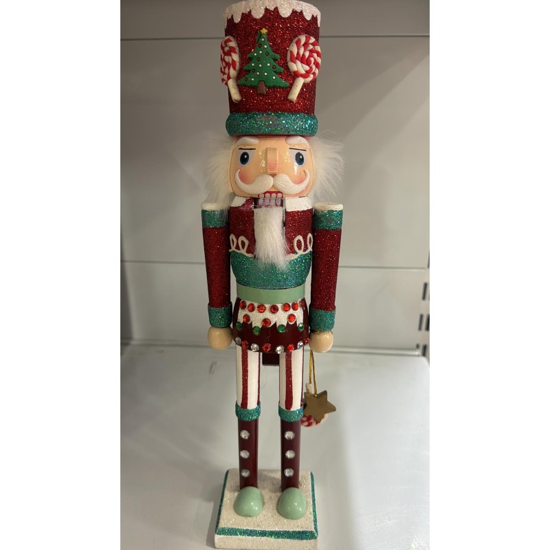 Schiaccianoci di Natale in Legno 40cm rosso