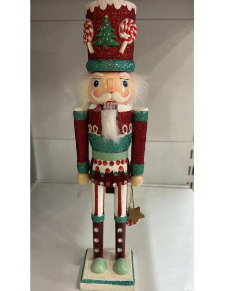 Schiaccianoci di Natale in Legno 40cm rosso