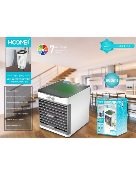 Mini Condizionatore Portatile Personale Raffrescatore Aria 3 Velocità HM-8160 Silenzioso