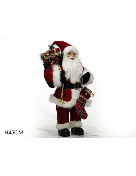 Babbo Natale 45cm sacco e calza regalo