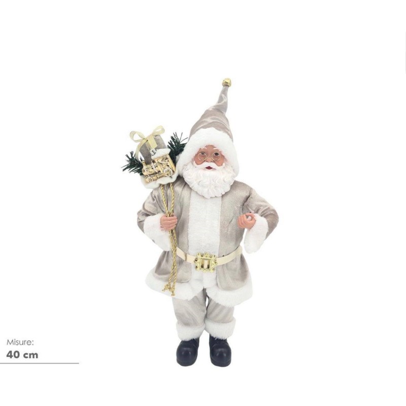 Babbo Natale champagne 40cm con pacchi regalo