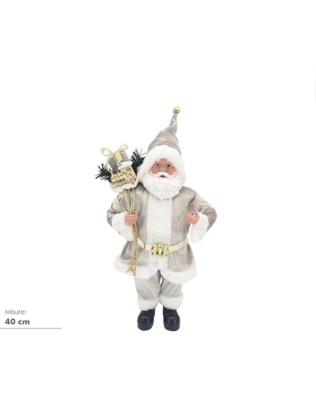 Babbo Natale champagne 40cm con pacchi regalo