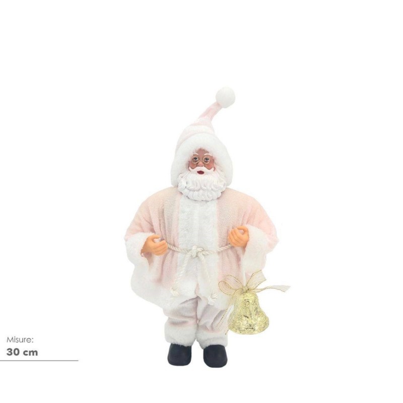Babbo Natale rosa 30cm con campanella