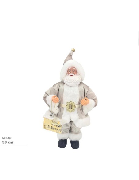 Babbo Natale 30cm rosa con ciondolo trenino