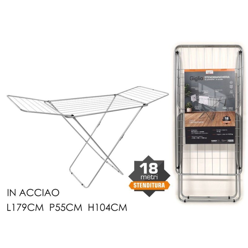 Stendibiancheria in acciaio da terra 18 metri