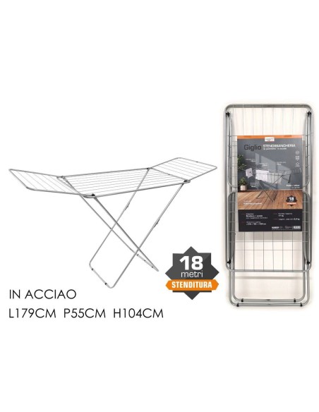 Stendibiancheria in acciaio da terra 18 metri