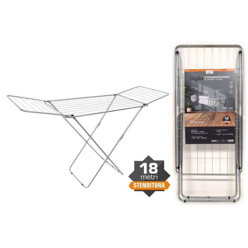 Stendibiancheria in acciaio da terra 18 metri