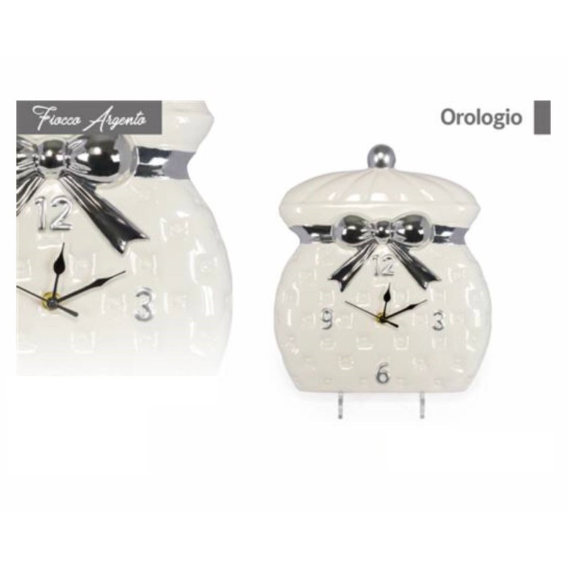 Orologio ceramica da parete con fiocco vari colori